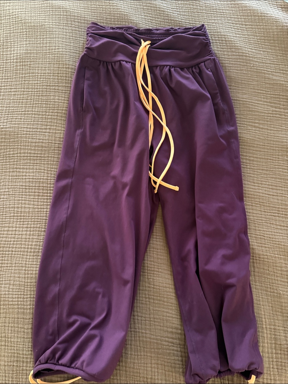 FP Movement by Free People Purple Jogger Pants with Yellow Drawstring